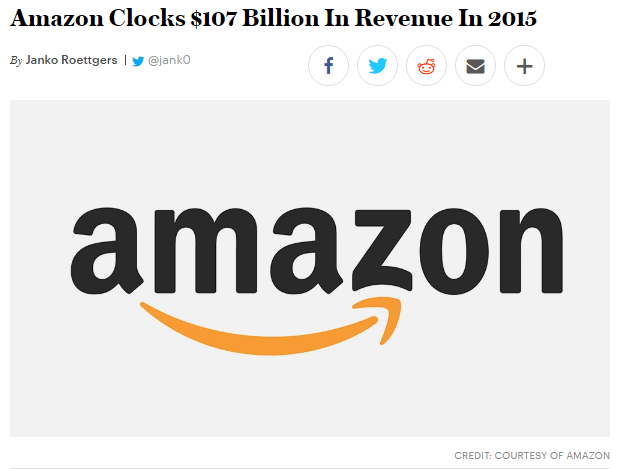 Amazon clocks $107 Billion in Revenue in 2015. Make money online from home.
