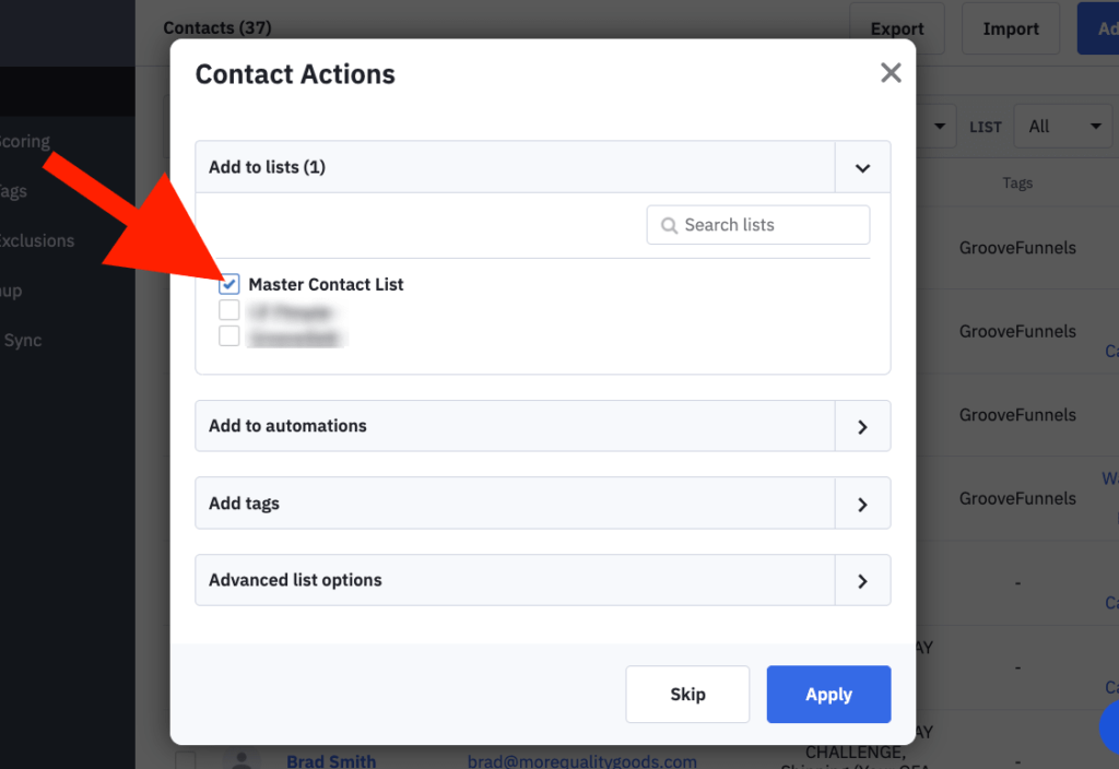 How To Add A Contacts To Your List In ActiveCampaign step 4
