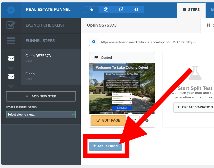 Add To Funnel button