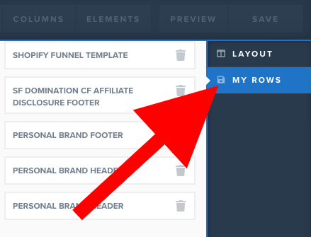 How To Add Your Saved Section/Row Templates To A Page Step 2