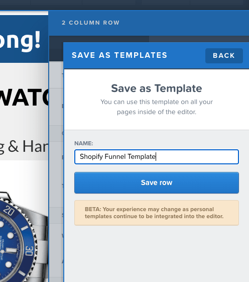 clickfunnels save section as template 5