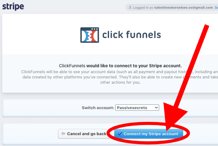 connect stripe with clickfunnels