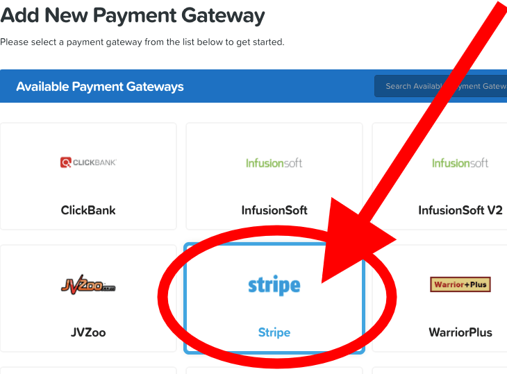 select stripe payment gateway in clickfunnels