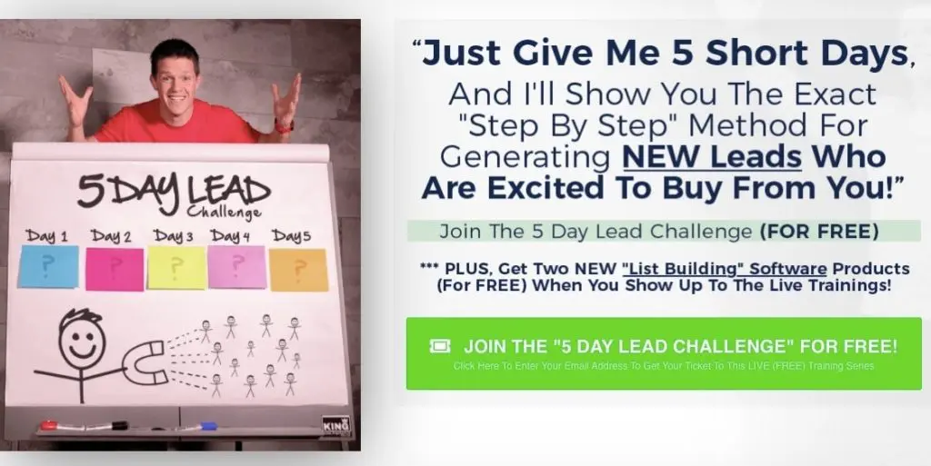 5 day lead challenge registration page