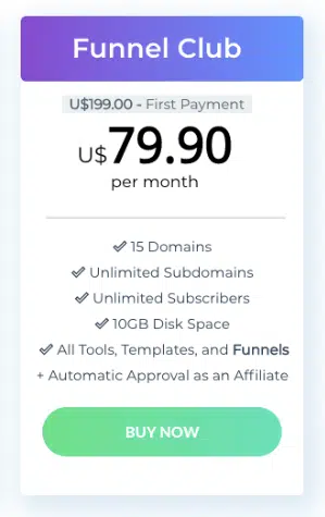 builderall funnel club plan pricing image