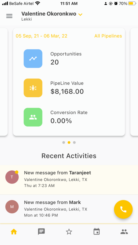 gohighlevel mobile app dashboard