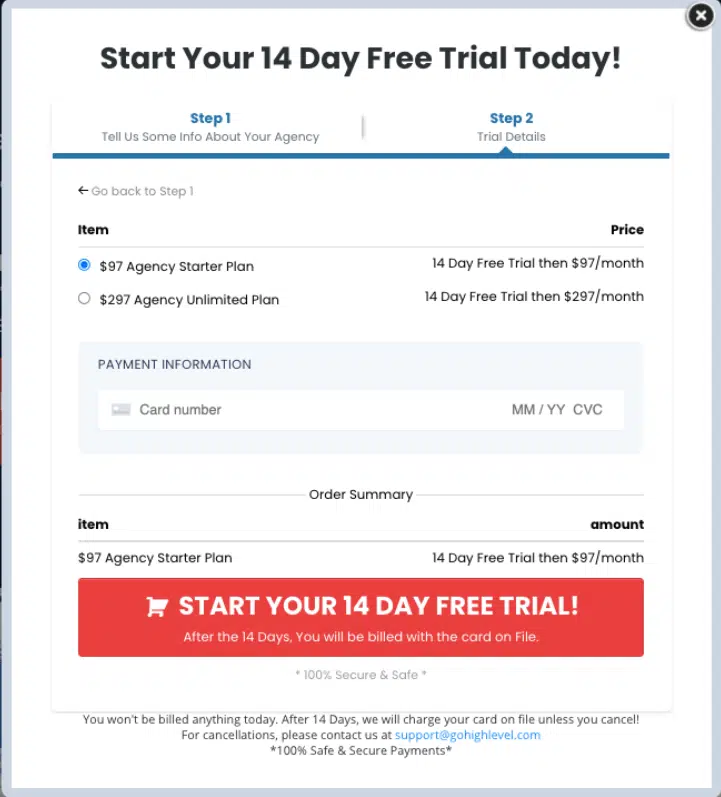 14 Day FREE Trial on HighLevel