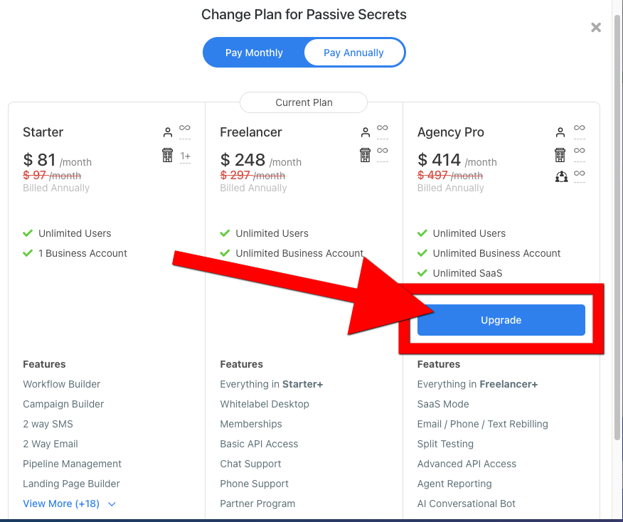 gohighlevel upgrade to saas mode tutorial image