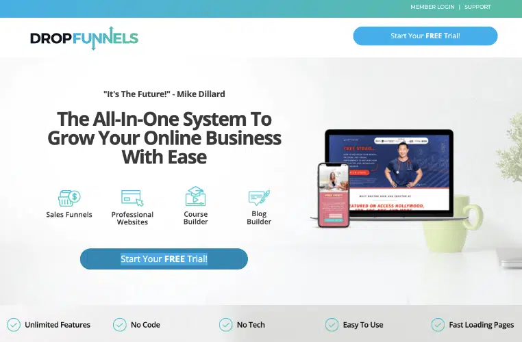 dropfunnels home page