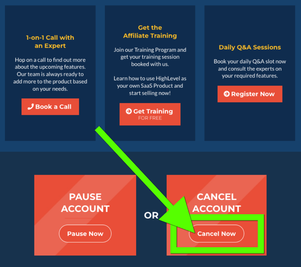 how to cancel gohighlevel account step 5