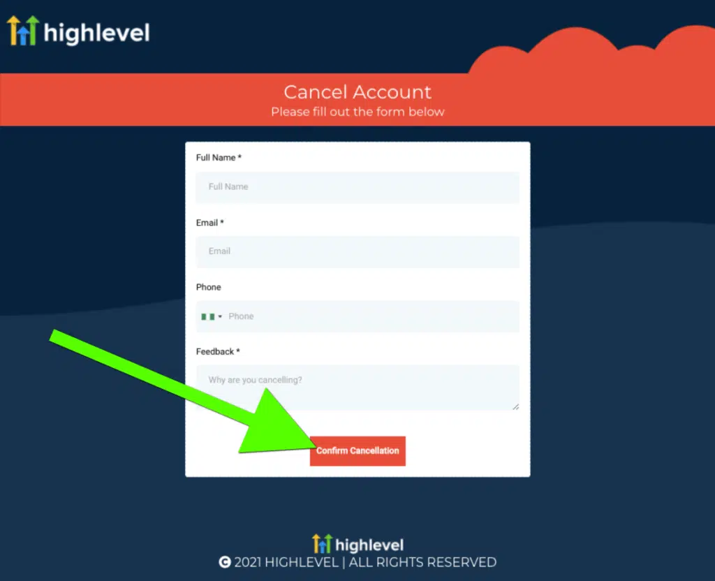 how to cancel gohighlevel account step 6