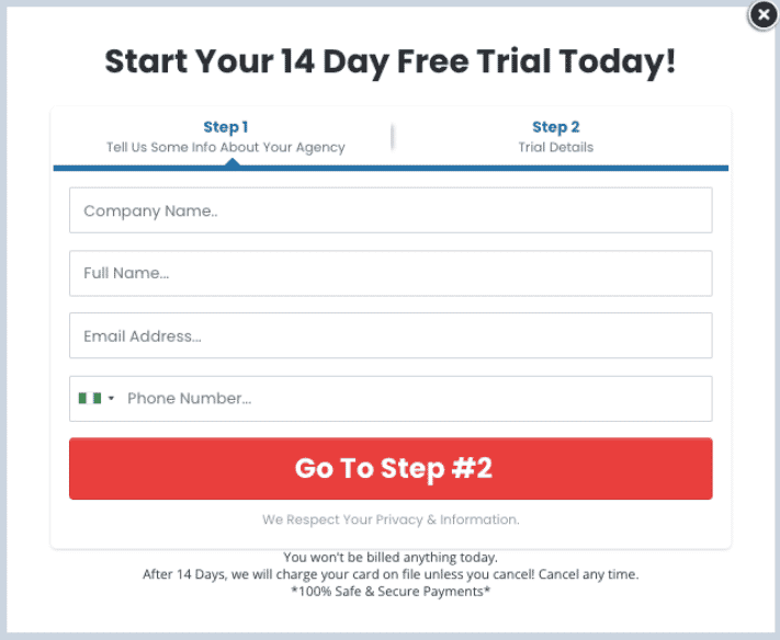 gohighlevel free trial sign up process
