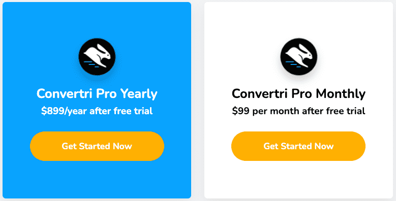 convertri monthly and annual pricing image