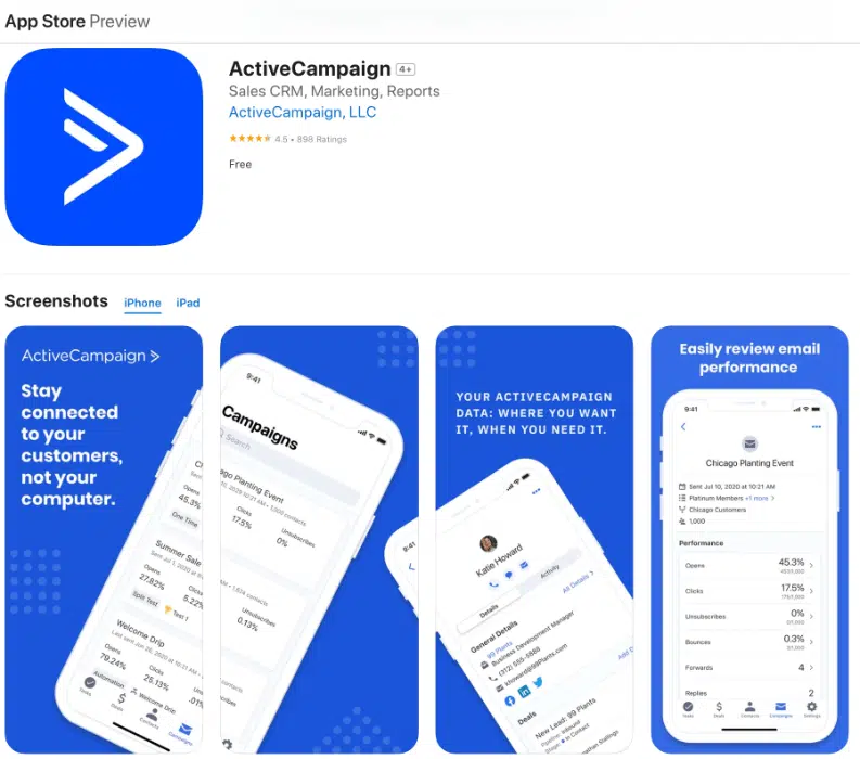 activecampaign mobile app screenshot