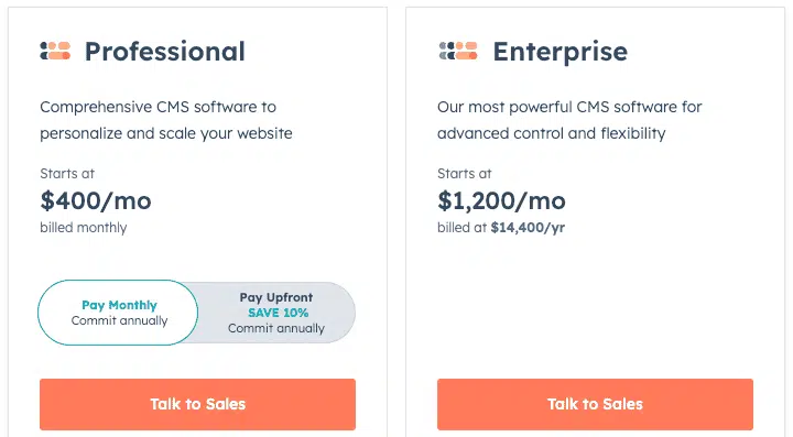 hubspot cms pricing plan enterprise