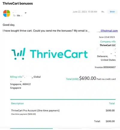 purchase proof for my thrivecart bonus done for you offer 1