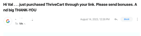 purchase proof for my thrivecart bonus done for you offer