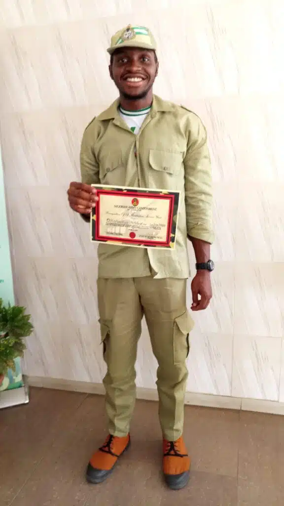 About Valentine Okoronkwo (Founder of PassiveSecrets) valentine okoronkwo in nysc uniform and certificate